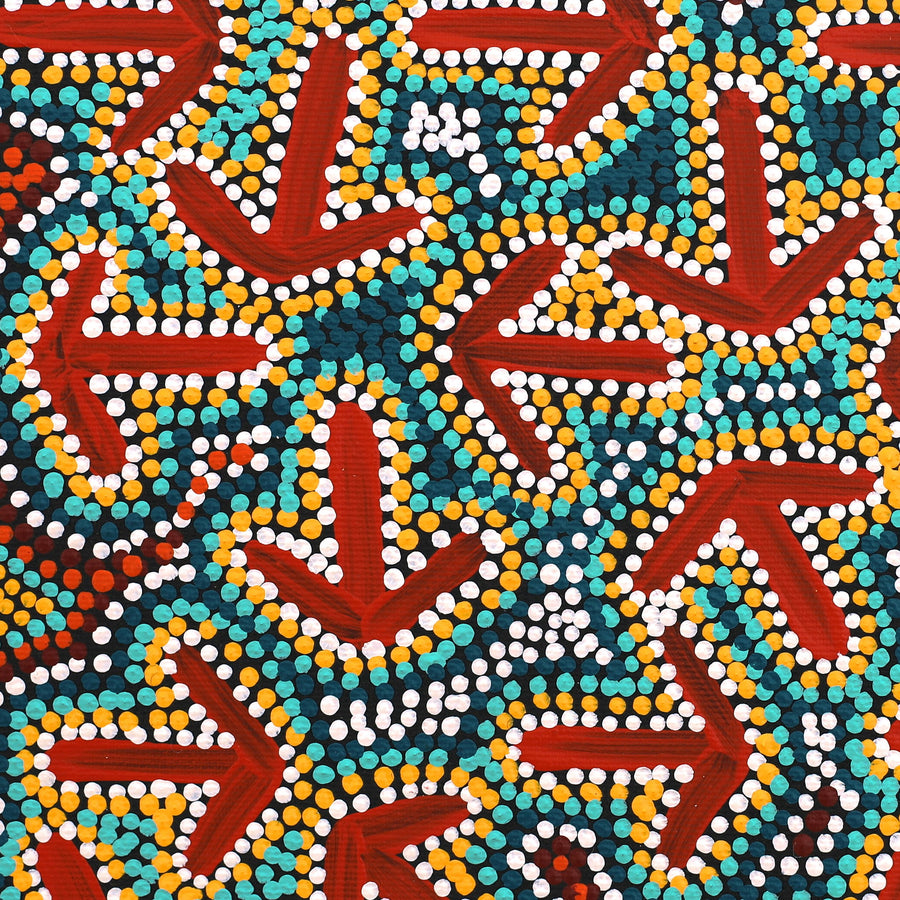 Aboriginal Artwork by Jeffrey Jangala Gallagher, Yankirri Jukurrpa (Emu Dreaming) - Ngarlikurlangu, 30x30cm