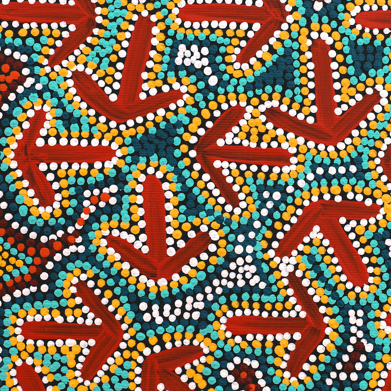 Aboriginal Artwork by Jeffrey Jangala Gallagher, Yankirri Jukurrpa (Emu Dreaming) - Ngarlikurlangu, 30x30cm