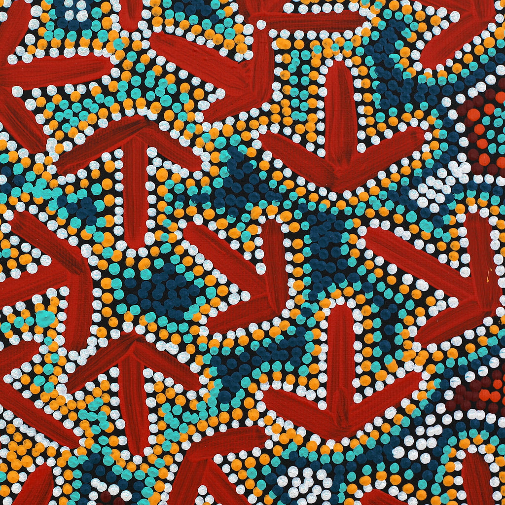 Aboriginal Artwork by Jeffrey Jangala Gallagher, Yankirri Jukurrpa (Emu Dreaming) - Ngarlikurlangu, 30x30cm