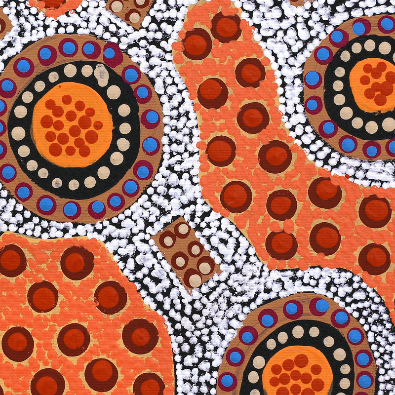 Aboriginal Artwork by Jennifer Napaljarri Lewis, Ngapa Jukurrpa (Water Dreaming) - Puyurru, 30x30cm