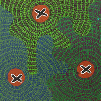 Aboriginal Artwork by Jill Nungarrayi Watson, Ngatijirri Jukurrpa (Budgerigar Dreaming), 30x30cm