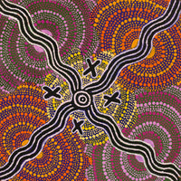 Aboriginal Artwork by Jill Nungarrayi Watson, Ngatijirri Jukurrpa (Budgerigar Dreaming), 30x30cm