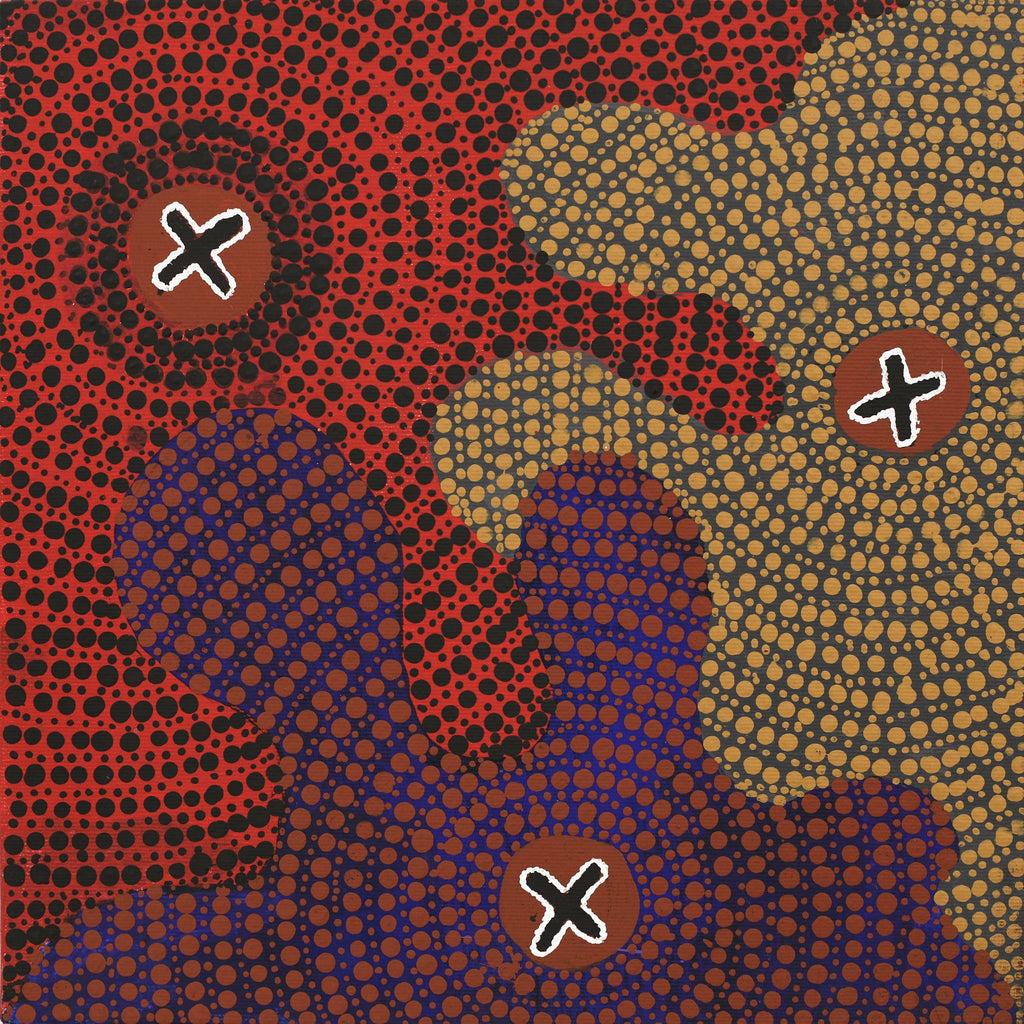 Aboriginal Artwork by Jill Nungarrayi Watson, Ngatijirri Jukurrpa (Budgerigar Dreaming), 30x30cm - ART ARK®