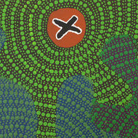 Aboriginal Artwork by Jill Nungarrayi Watson, Ngatijirri Jukurrpa (Budgerigar Dreaming), 30x30cm