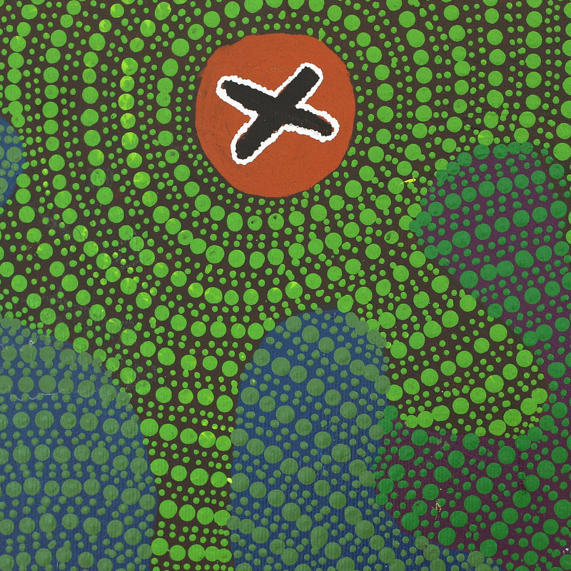 Aboriginal Artwork by Jill Nungarrayi Watson, Ngatijirri Jukurrpa (Budgerigar Dreaming), 30x30cm