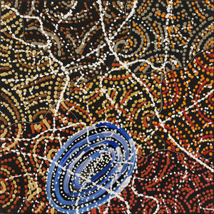 Aboriginal Artwork by Jillian Nampijinpa Brown, Ngapa Jukurrpa (Water Dreaming) - Mikanji, 30x30cm - ART ARK®