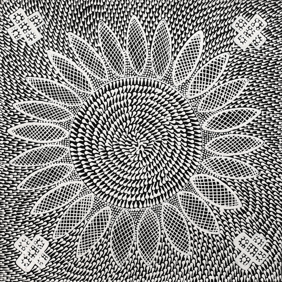 Aboriginal Artwork by Jocelyn Napanangka Frank, Lukarrara Jukurrpa, 30x30cm