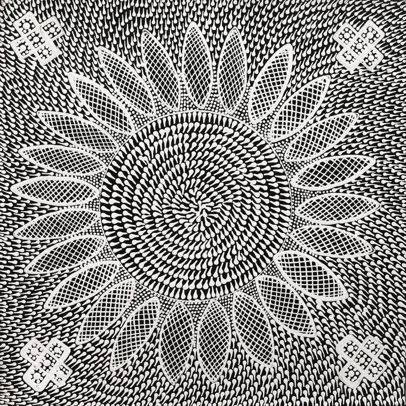 Aboriginal Artwork by Jocelyn Napanangka Frank, Lukarrara Jukurrpa, 30x30cm