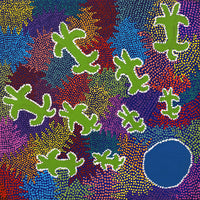 Aboriginal Artwork by Julie Napaljarri Kitson, Ngatijirri Jukurrpa (Budgerigar Dreaming), 30x30cm