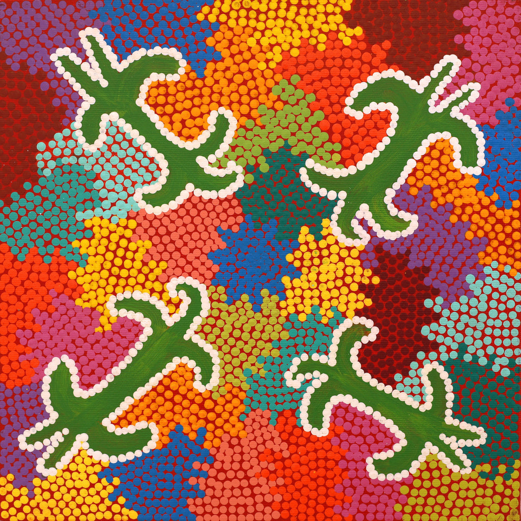 Aboriginal Artwork by Julie Napaljarri Kitson, Ngatijirri Jukurrpa (Budgerigar Dreaming), 30x30cm