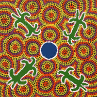 Aboriginal Artwork by Julie Napaljarri Kitson, Ngatijirri Jukurrpa (Budgerigar Dreaming), 30x30cm