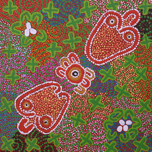 Aboriginal Art by Julie Napurrurla Gordon, Jarlajirrpi Jukurrpa (Owlet Nightjar Dreaming), 30x30cm - ART ARK®