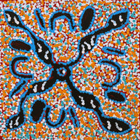 Aboriginal Artwork by Juliette Nampijinpa Brown, Ngapa Jukurrpa (Water Dreaming) - Mikanji, 30x30cm