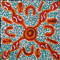 Aboriginal Artwork by Juliette Nampijinpa Brown, Ngapa Jukurrpa (Water Dreaming) - Mikanji, 30x30cm