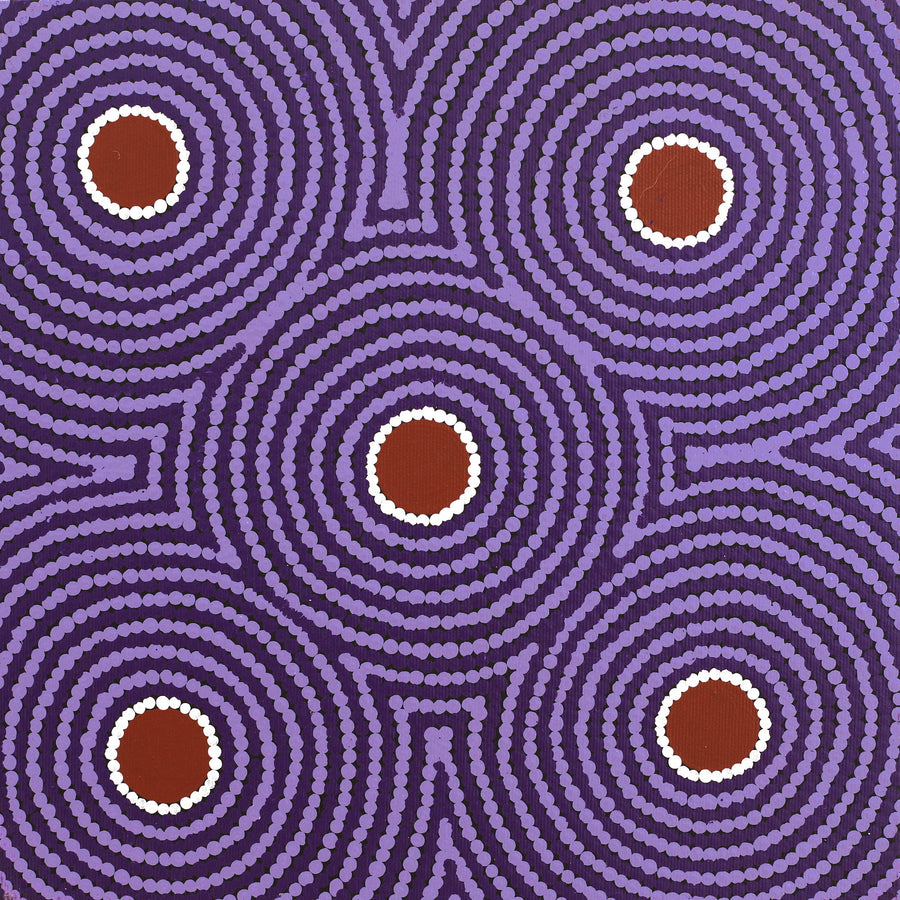 Aboriginal Artwork by Justine Nakamarra Nelson, Yarla Jukurrpa (Bush Potato Dreaming) - Cockatoo Creek, 30x30cm