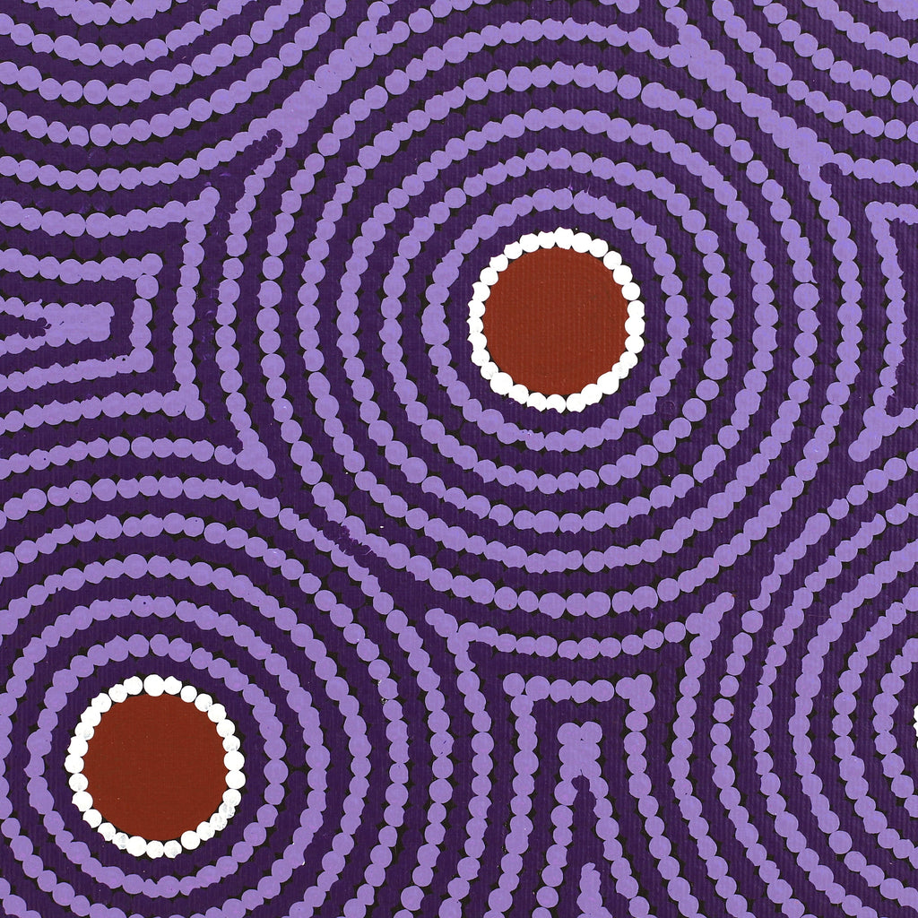 Aboriginal Artwork by Justine Nakamarra Nelson, Yarla Jukurrpa (Bush Potato Dreaming) - Cockatoo Creek, 30x30cm