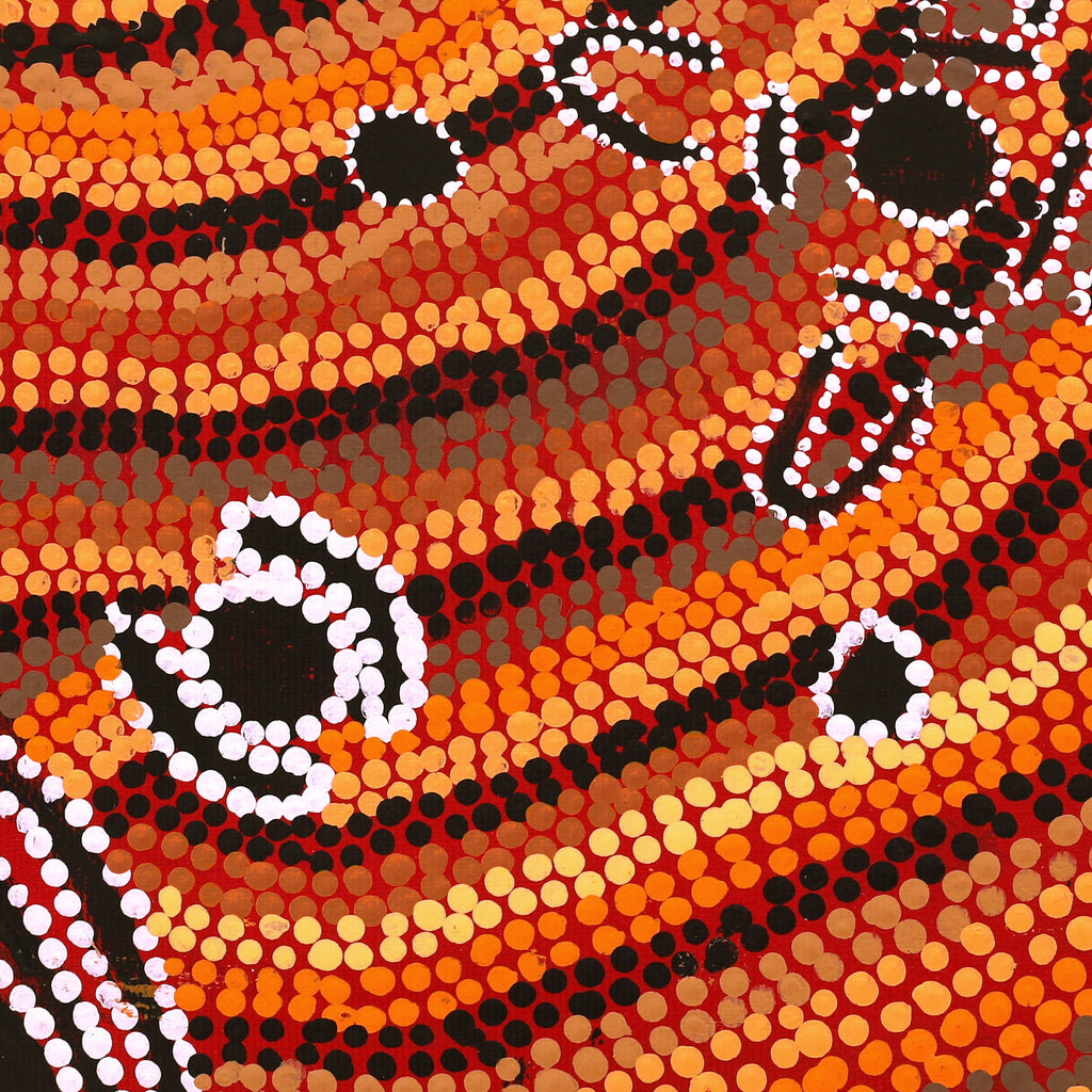 Aboriginal Artwork by Katrina Nampijinpa Brown, Watiya-warnu Jukurrpa (Seed Dreaming), 30x30cm