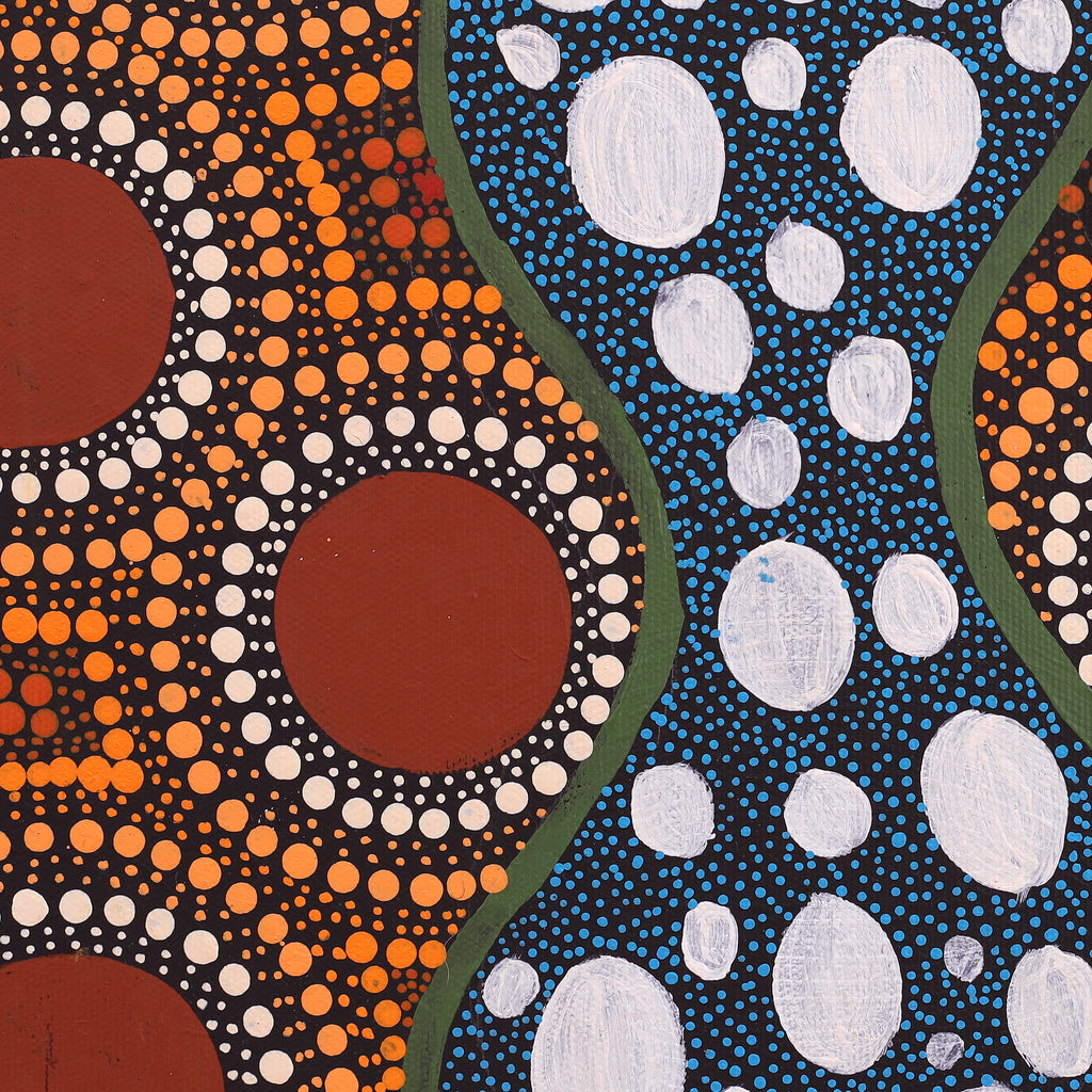 Aboriginal Artwork by Leavannia Nampijinpa Watson, Ngapa Jukurrpa (Water Dreaming) - Puyurru, 30x30cm - ART ARK®