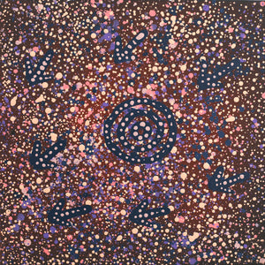 Aboriginal Artwork by Lloyd Jampijinpa Brown, Yankirri Jukurrpa (Emu Dreaming) - Ngarlikurlangu, 30x30cm - ART ARK®