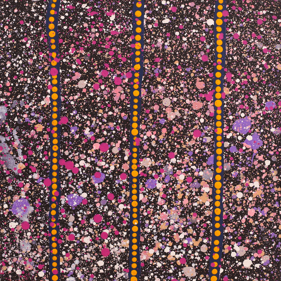 Aboriginal Artwork by Lloyd Jampijinpa Brown, Yankirri Jukurrpa (Emu Dreaming) - Ngarlikurlangu, 30x30cm
