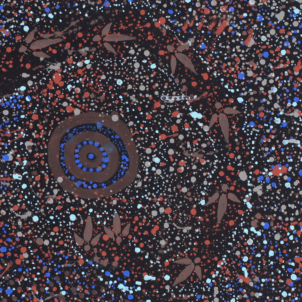 Aboriginal Artwork by Lloyd Jampijinpa Brown, Yankirri Jukurrpa (Emu Dreaming) - Ngarlikurlangu, 61x61cm