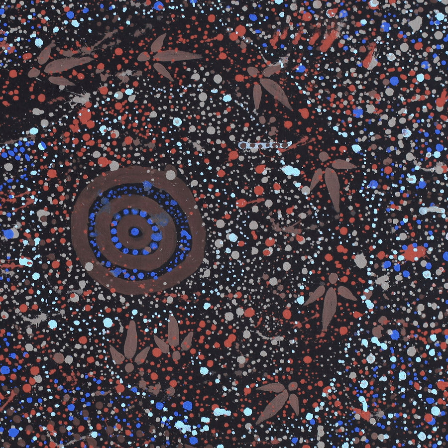 Aboriginal Artwork by Lloyd Jampijinpa Brown, Yankirri Jukurrpa (Emu Dreaming) - Ngarlikurlangu, 61x61cm