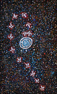 Aboriginal Artwork by Lloyd Jampijinpa Brown, Yankirri Jukurrpa (Emu Dreaming) - Ngarlikurlangu, 76x46cm