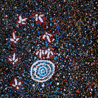 Aboriginal Artwork by Lloyd Jampijinpa Brown, Yankirri Jukurrpa (Emu Dreaming) - Ngarlikurlangu, 76x46cm