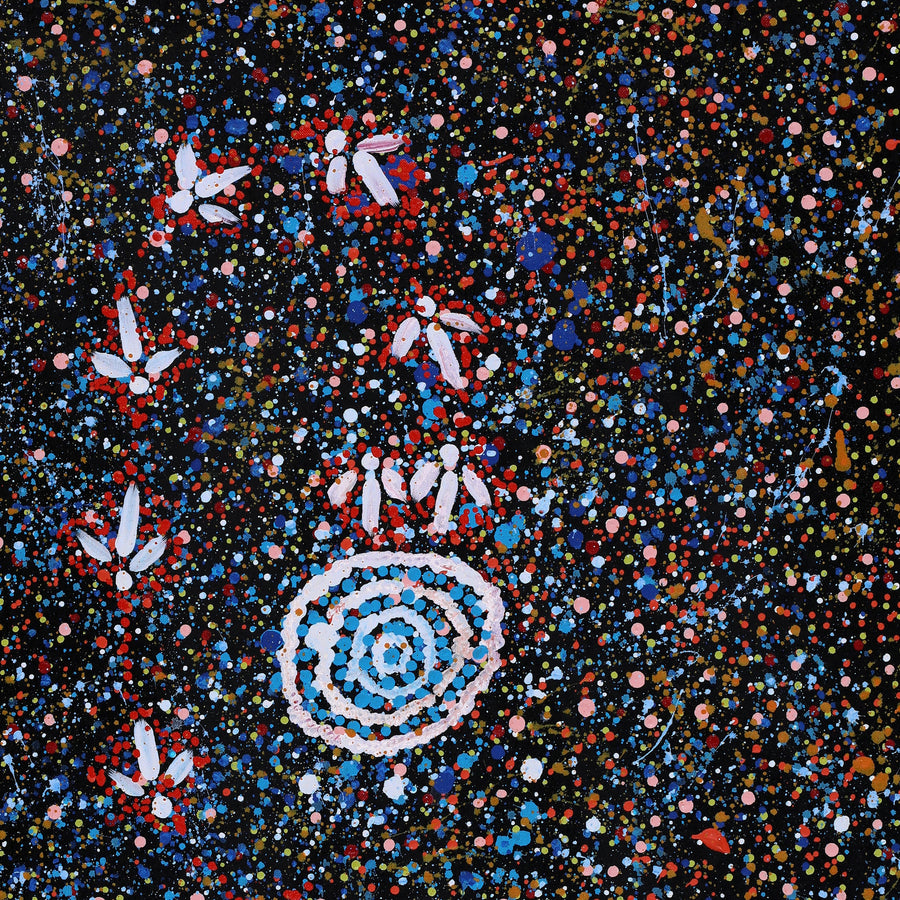 Aboriginal Artwork by Lloyd Jampijinpa Brown, Yankirri Jukurrpa (Emu Dreaming) - Ngarlikurlangu, 76x46cm
