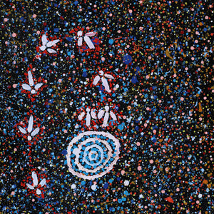 Aboriginal Artwork by Lloyd Jampijinpa Brown, Yankirri Jukurrpa (Emu Dreaming) - Ngarlikurlangu, 76x46cm - ART ARK®