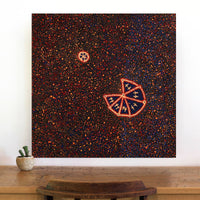 Aboriginal Artwork by Lloyd Jampijinpa Brown, Yankirri Jukurrpa (Emu Dreaming) - Ngarlikurlangu, 76x76cm