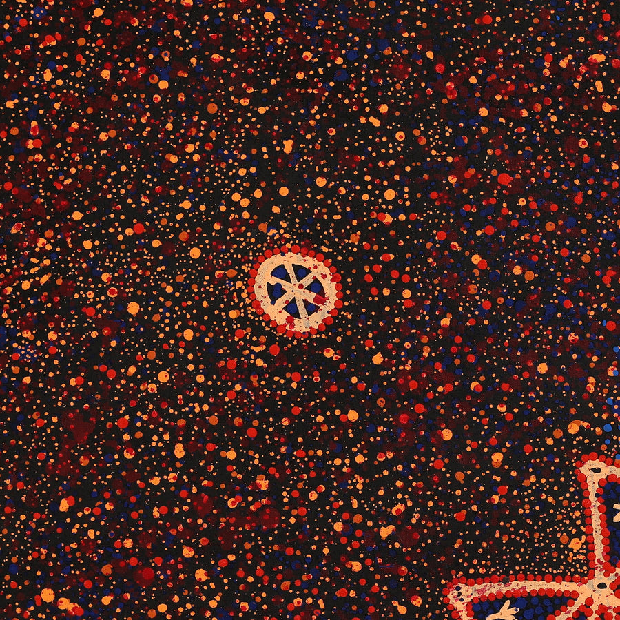 Aboriginal Artwork by Lloyd Jampijinpa Brown, Yankirri Jukurrpa (Emu Dreaming) - Ngarlikurlangu, 76x76cm