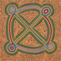 Aboriginal Artwork by Louise Nangala Egan, Ngapa Jukurrpa (Water Dreaming) - Puyurru, 30x30cm
