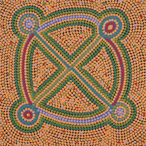 Aboriginal Art by Louise Nangala Egan, Ngapa Jukurrpa (Water Dreaming) - Puyurru, 30x30cm - ART ARK®