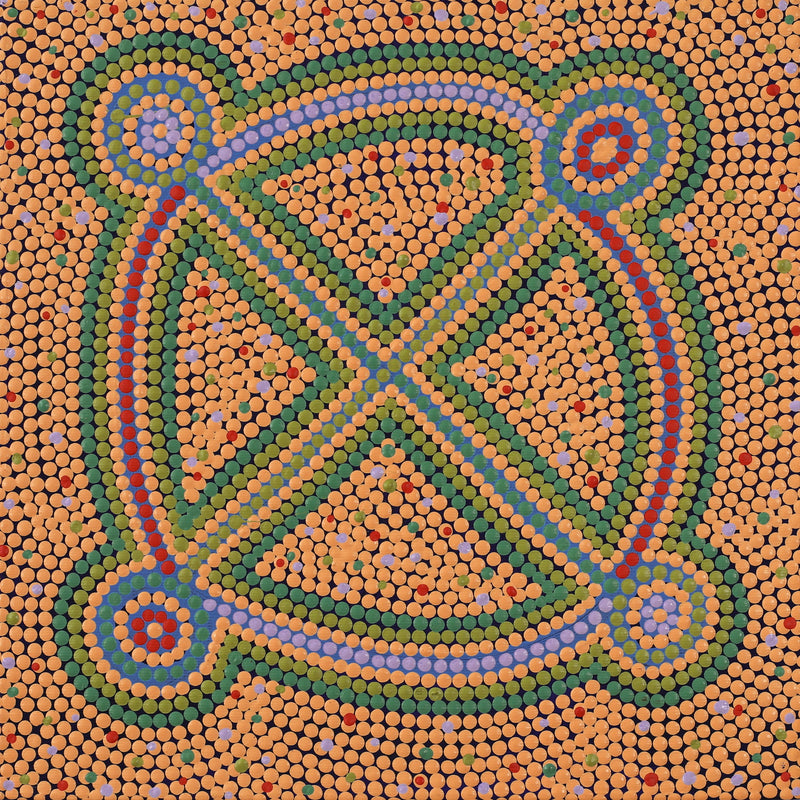 Aboriginal Artwork by Louise Nangala Egan, Ngapa Jukurrpa (Water Dreaming) - Puyurru, 30x30cm