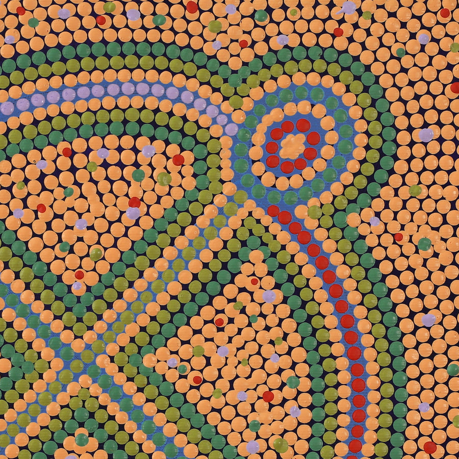 Aboriginal Artwork by Louise Nangala Egan, Ngapa Jukurrpa (Water Dreaming) - Puyurru, 30x30cm