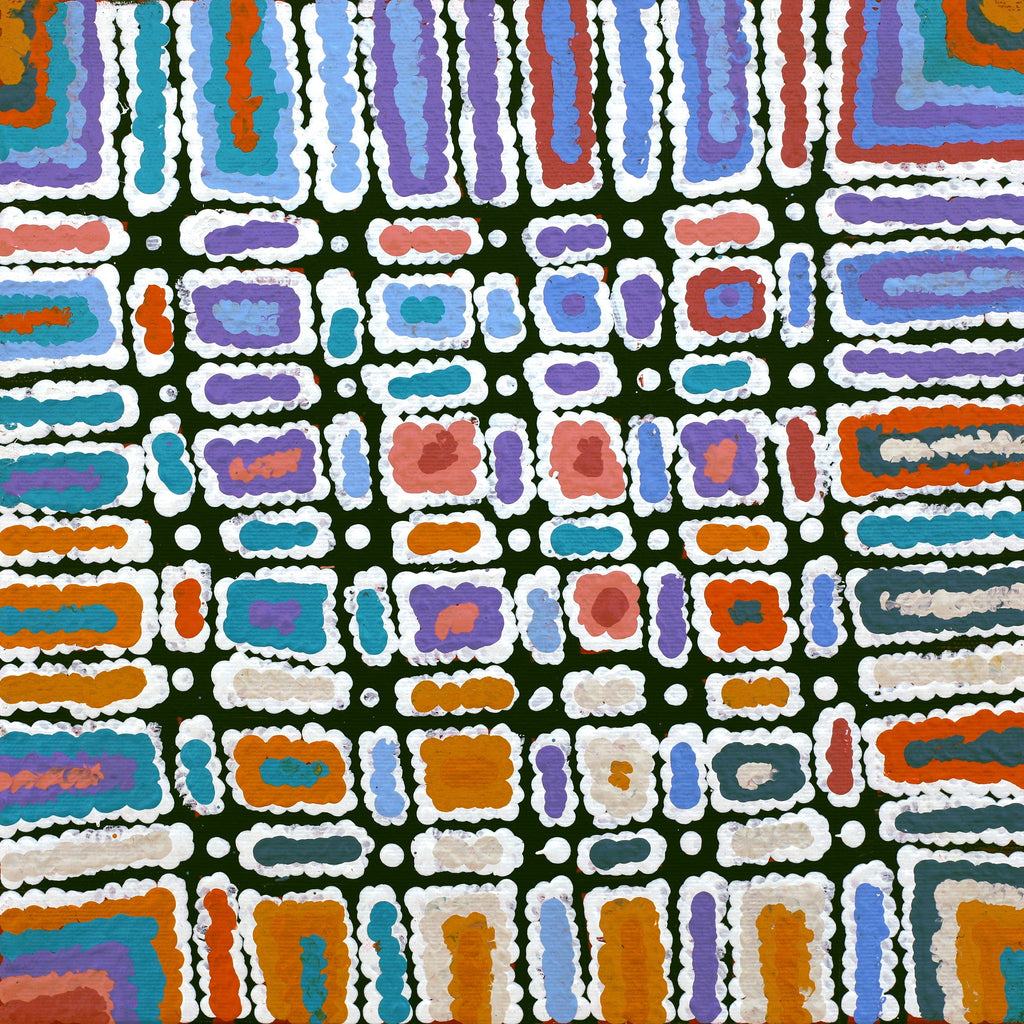 Aboriginal Artwork by Lynette Nangala Singleton, Ngapa Jukurrpa (Water Dreaming) - Puyurru, 30x30cm