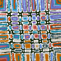 Aboriginal Artwork by Lynette Nangala Singleton, Ngapa Jukurrpa (Water Dreaming) - Puyurru, 30x30cm