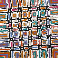 Aboriginal Artwork by Lynette Nangala Singleton, Ngapa Jukurrpa (Water Dreaming) - Puyurru, 30x30cm
