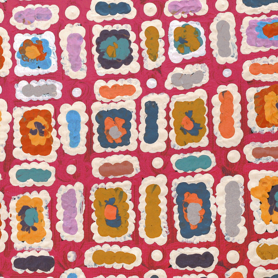 Aboriginal Artwork by Lynette Nangala Singleton, Ngapa Jukurrpa (Water Dreaming) - Puyurru, 30x30cm