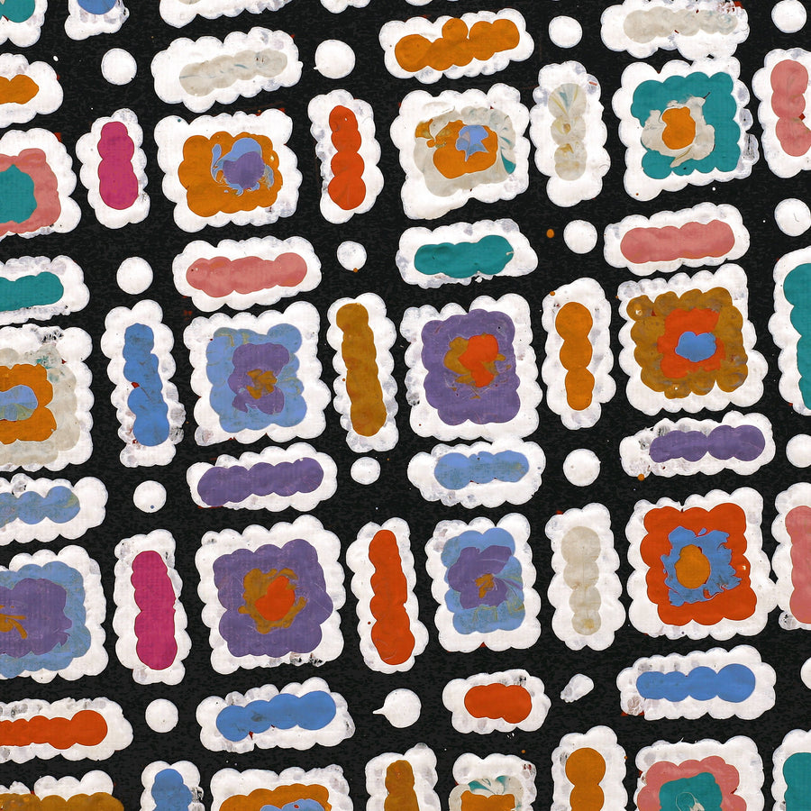 Aboriginal Artwork by Lynette Nangala Singleton, Ngapa Jukurrpa (Water Dreaming) - Puyurru, 30x30cm