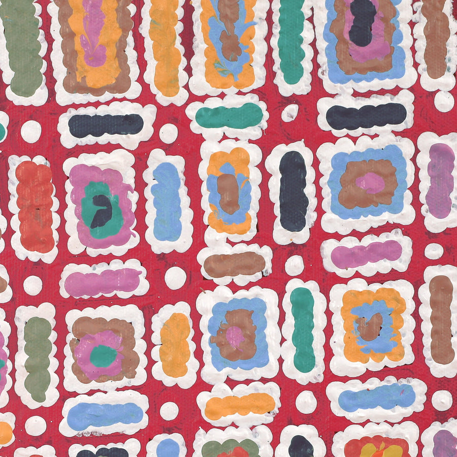 Aboriginal Artwork by Lynette Nangala Singleton, Ngapa Jukurrpa (Water Dreaming) - Puyurru, 30x30cm