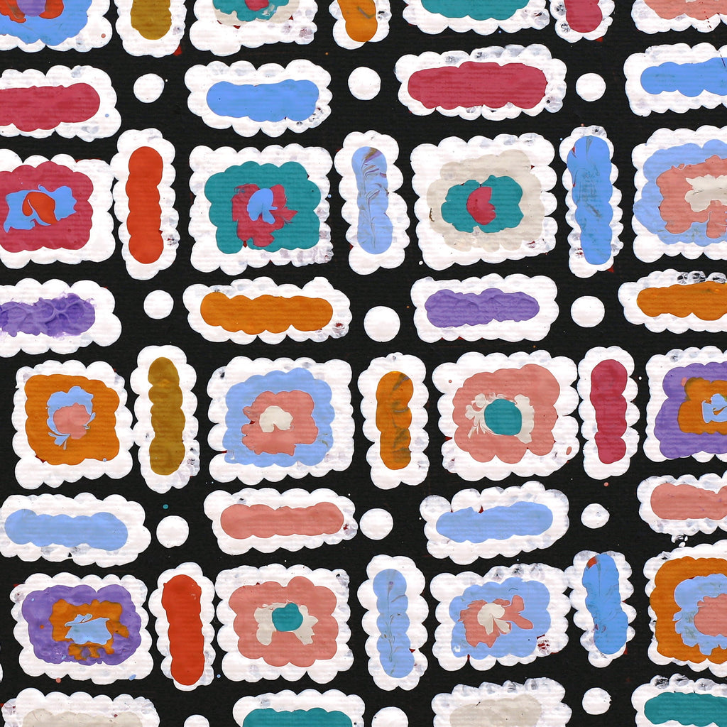 Aboriginal Artwork by Lynette Nangala Singleton, Ngapa Jukurrpa (Water Dreaming) - Puyurru, 30x30cm