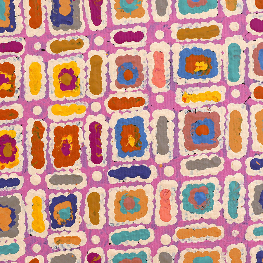 Aboriginal Artwork by Lynette Nangala Singleton, Ngapa Jukurrpa (Water Dreaming) - Puyurru, 30x30cm