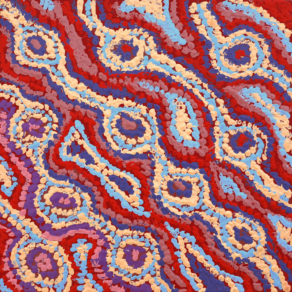 Aboriginal Artwork by Magda Nakamarra Curtis, Lappi Lappi Jukurrpa, 30x30cm
