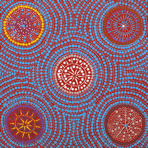 Aboriginal Art by Marcia Nangala Martin, Patterns of the Landscape around Yuendumu, 30x30cm - ART ARK®
