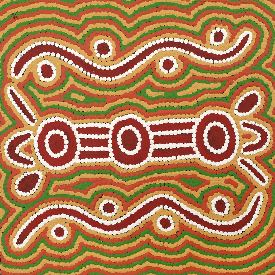 Aboriginal Artwork by Maryanne Nungarrayi Spencer, Wardapi Jukurrpa (Goanna Dreaming) - Yarripurlangu, 30x30cm