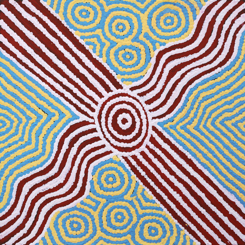 Aboriginal Artwork by Maryanne Nungarrayi Spencer, Wardapi Jukurrpa (Goanna Dreaming) - Yarripurlangu, 30x30cm
