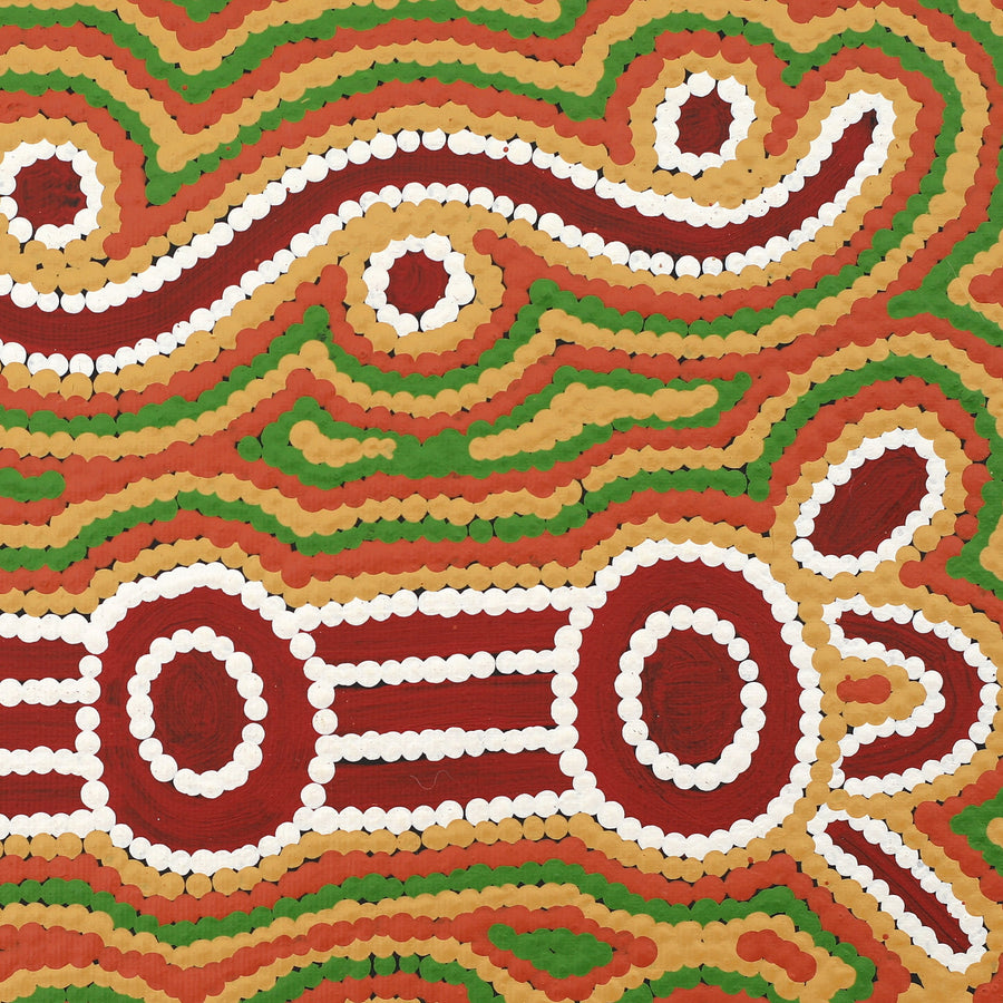 Aboriginal Artwork by Maryanne Nungarrayi Spencer, Wardapi Jukurrpa (Goanna Dreaming) - Yarripurlangu, 30x30cm