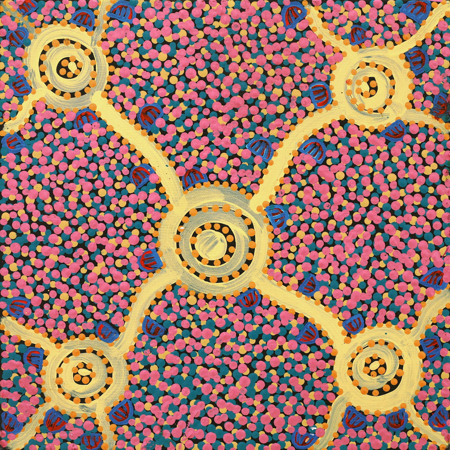 Aboriginal Artwork by Melissa Napangardi Williams, Wardapi Jukurrpa (Goanna Dreaming) - Yarripurlangu, 30x30cm
